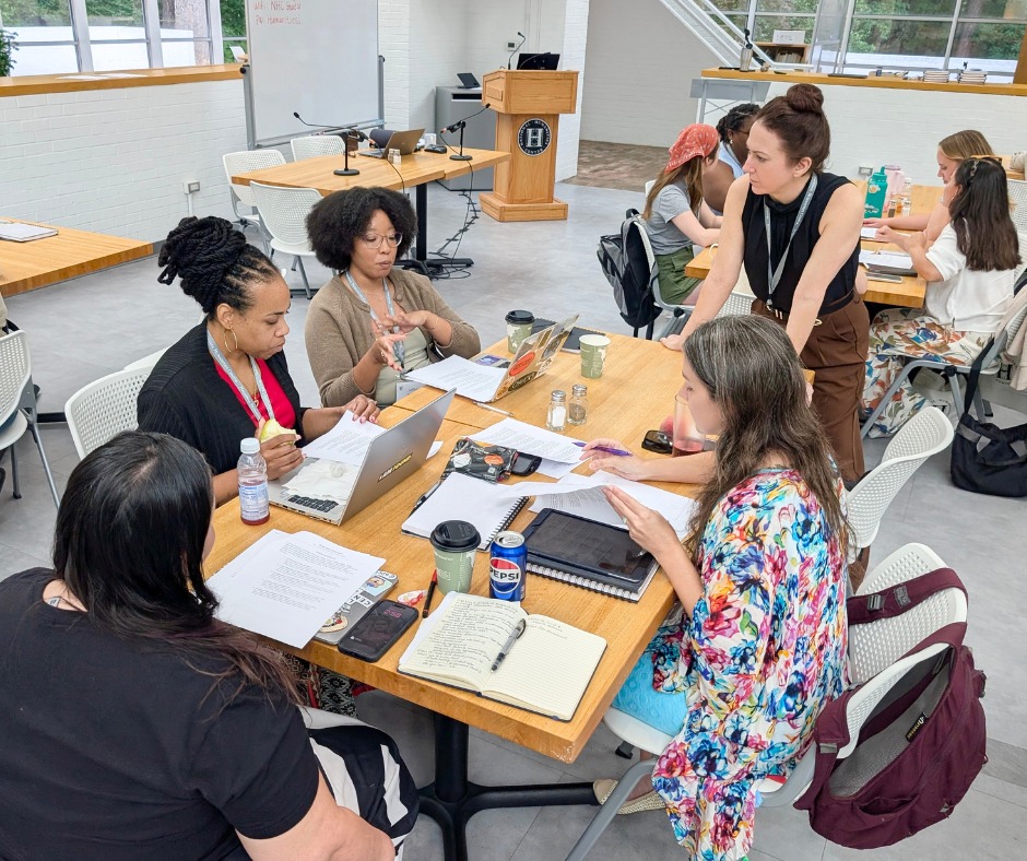 Anne-Marie is listening to 4 graduate students at the National Humanities Center in 2026.